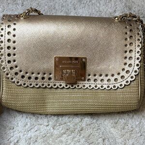NWOT Michael Kors Gold and Tan Shoulder Bag